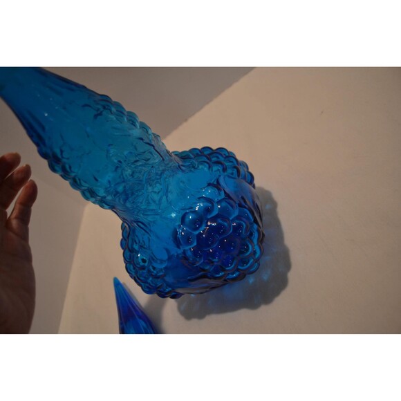 Vintage Genie Bottle Grapes with Stopper Empoli Blue - Picture 8 of 9
